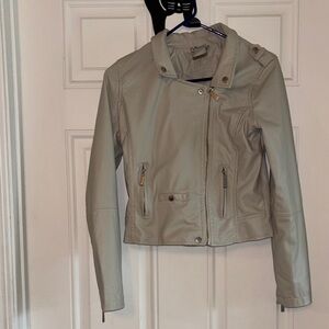 Girls Cream Moto Faux Leather Jacket